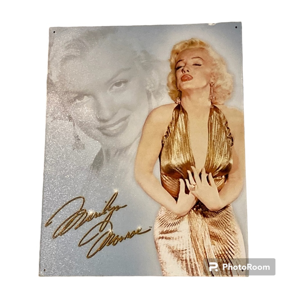Retro Vintage Marilyn Monroe Gold Dress Tin Metal Sign Size 12 x 16